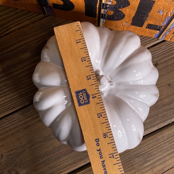 Crate&Barrel White Hand Glazed Ceramic Pumpkins - Set of Two - Medium and Small - Picture 14 of 16